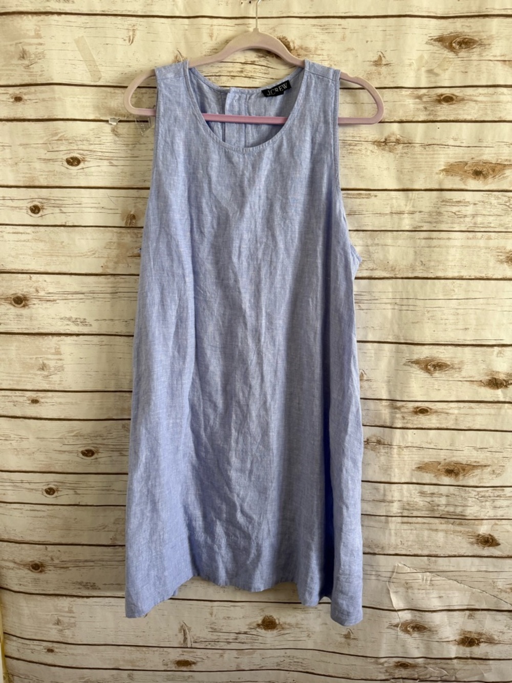 J.Crew Linen French Blue Maxine Button-Back Shift Dress Size 20 plus Sleevelesss - Picture 2 of 9